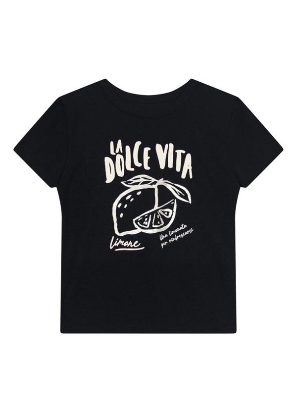 Blusa Teen Menina Metalizado Preto