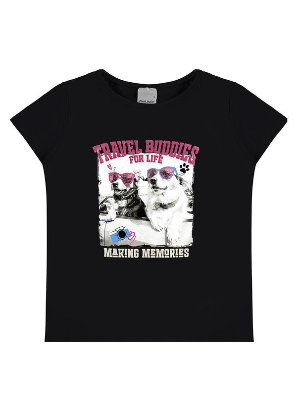 Blusa Travel Buddies com Glitter Preto