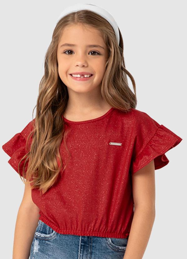 Blusa Veemelha Box com Glitter Menina