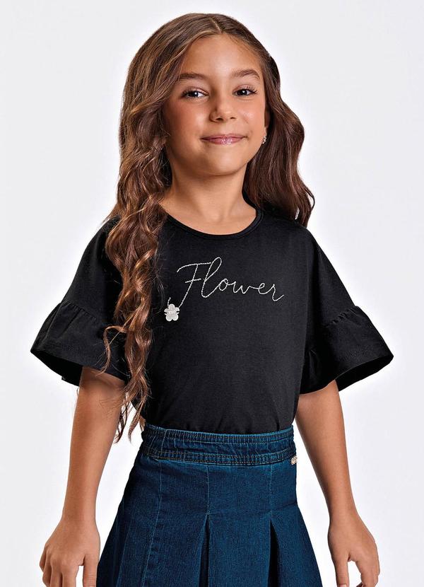 Blusa Verão Menina com Bordado Preto