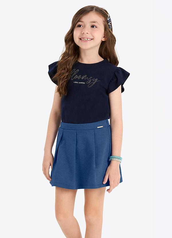 Blusa Verão Menina com Strass Azul