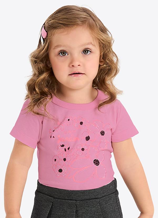 Blusa Verão Menina com Strass Rosa