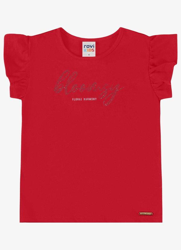 Blusa Verão Menina com Strass Vermelho