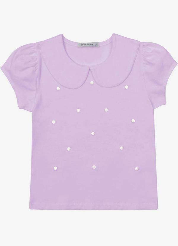 Blusa Verão Menina Curta com Pérolas Roxo