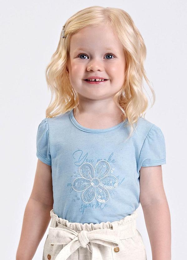 Blusa Verão Menina Curto com Estampa Azul