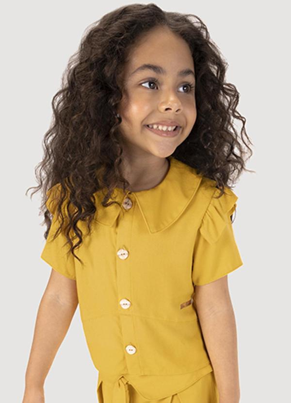 Vista 2 Camisa Manga Curta Infantil Feminina Amarelo Lilica Ripilica Lilica Ripilica