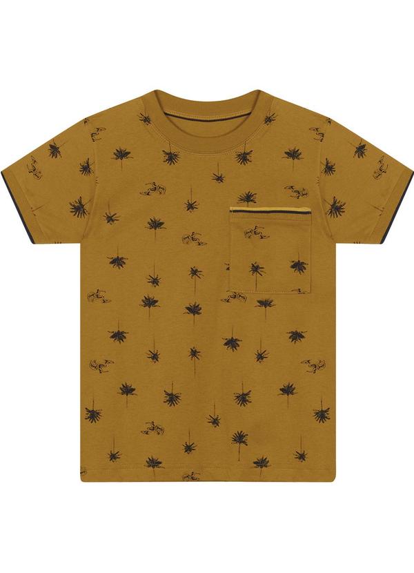 Camisa Manga Curta Masculina Marisol Marrom