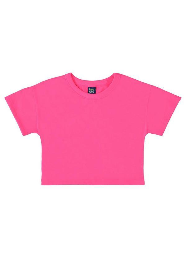 Camiseta em Meia Malha para Menina Rosa