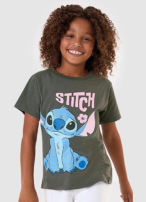 Camiseta Feminina Stitch® Cinza Chumbo