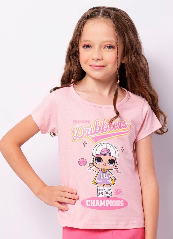Camiseta Infantil Manga Curta Rosa