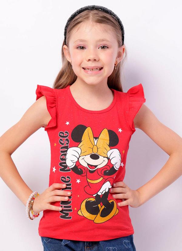 Camiseta Infantil Minnie Babado Vermelha