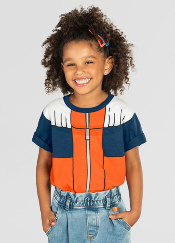 Vista 2 Camiseta Infantil Unissex Naruto Azul Brandili Brandili