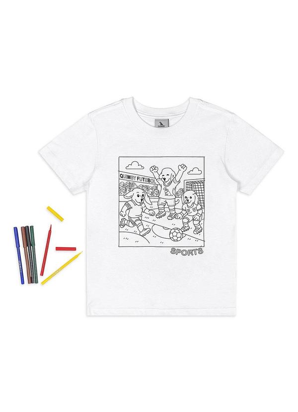 Camiseta Kit Canetinhas Pintar Branco
