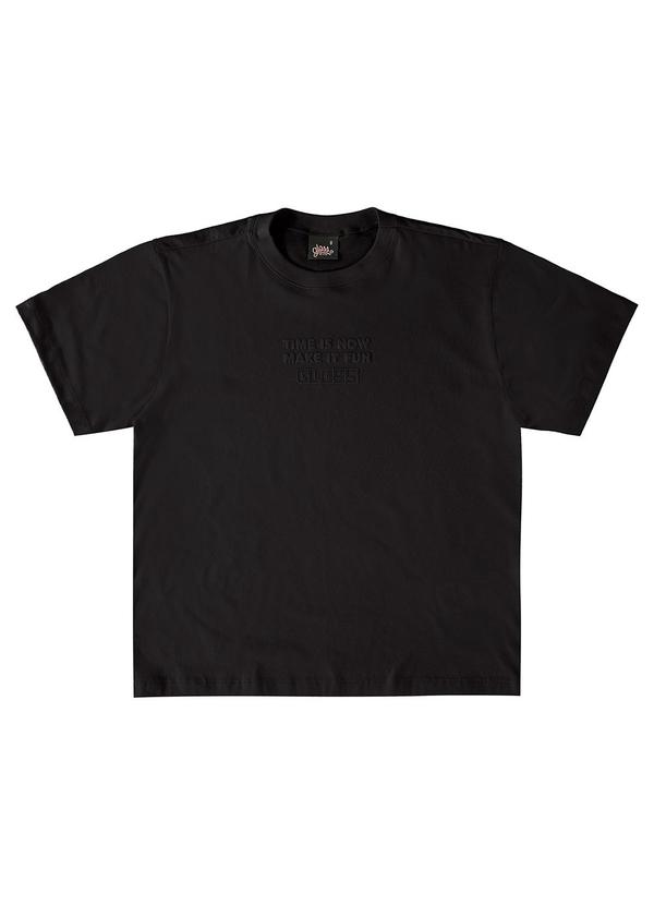 Vista 2 Camiseta Manga Curta Básica Infantil Preto Gloss Gloss