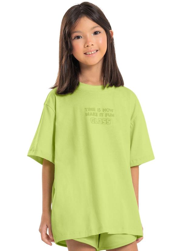 Vista 2 Camiseta Manga Curta Básica Infantil Verde Gloss Gloss