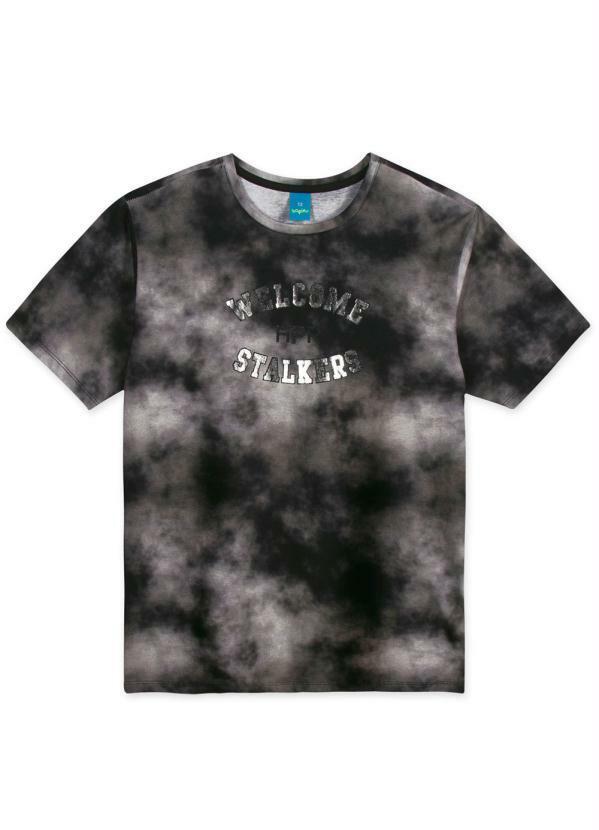Vista 2 Camiseta Tie-Dye Manga Curta Malha Menina Preto Hapier Hapier