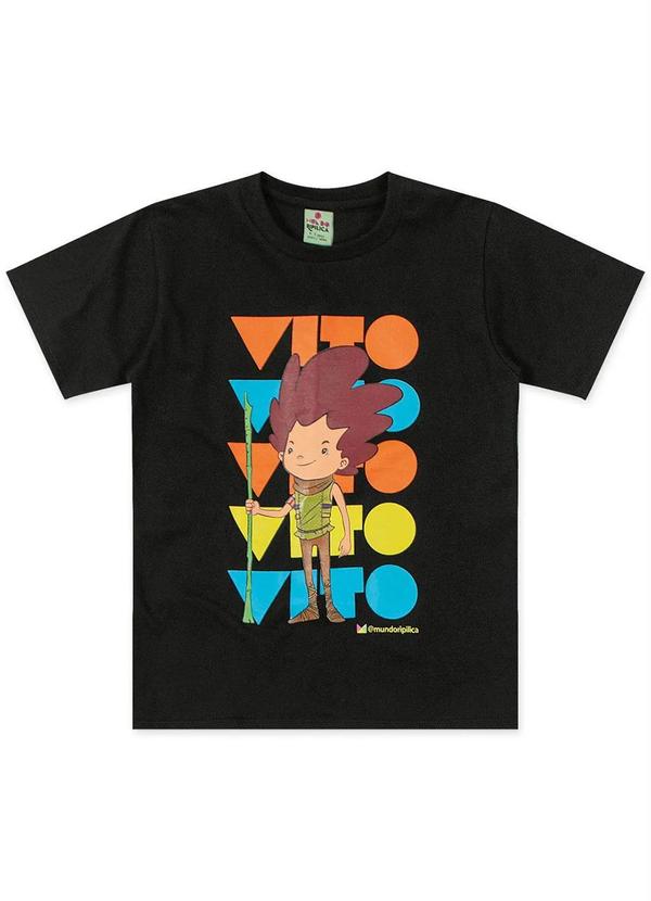 Vista 2 Camiseta Vito Malha Unissex Mundo Ripilica Preto Lilica Ripilica Lilica Ripilica