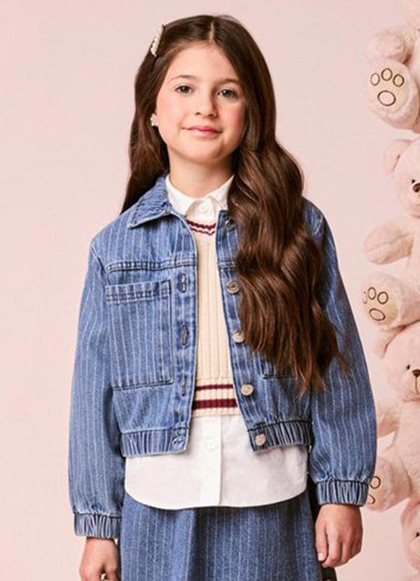 Colete Menina Infantil de Tricot com Listras