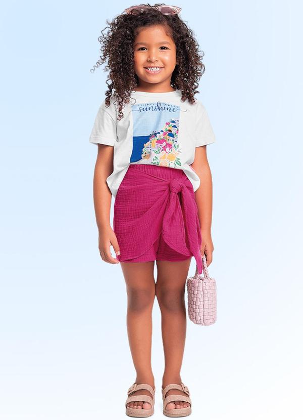 Vista 2 Conjunto Blusa/Short-Saia Bege Fakini Kids Fakini Kids