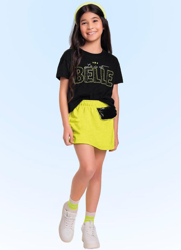 Vista 2 Conjunto Blusa/Short Saia Preto Fakini Kids Fakini Kids