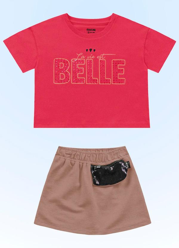 Vista 2 Conjunto Blusa/Short Saia Vermelho Fakini Kids Fakini Kids