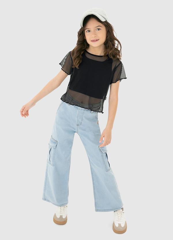 Vista 2 Conjunto Preto Blusa & Top Tule Menina Malwee Kids Malwee Kids