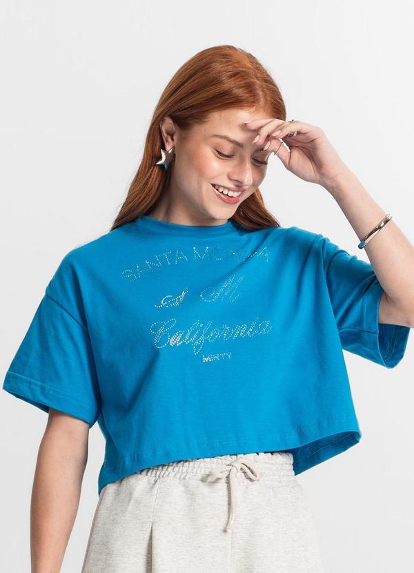 T- Shirt Juvenil Feminina Azul