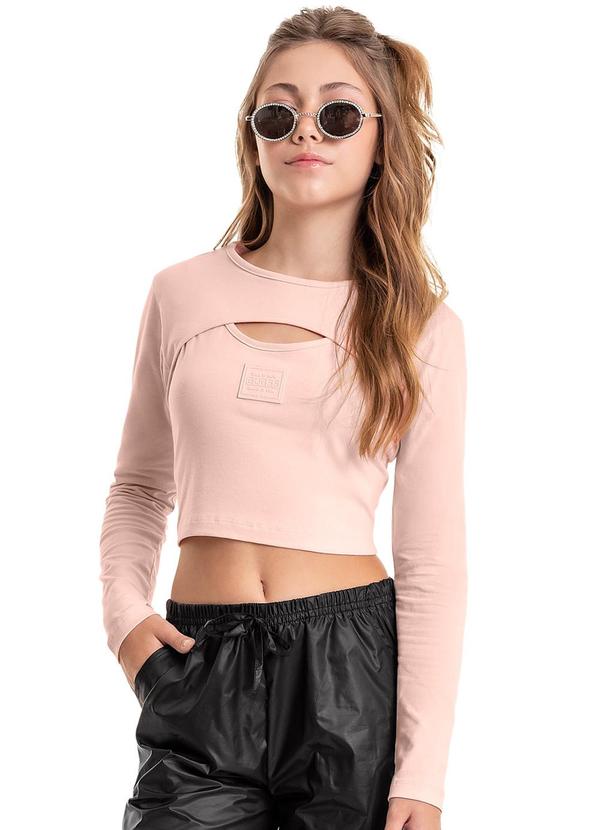Vista 2 Blusa Básica em Cotton Juvenil Rosa Gloss Gloss