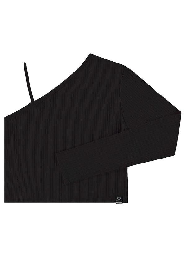 Vista 2 Blusa Básica em Ribana Juvenil Preto Gloss Gloss