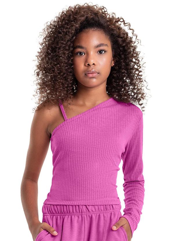 Vista 2 Blusa Básica em Ribana Juvenil Rosa Gloss Gloss