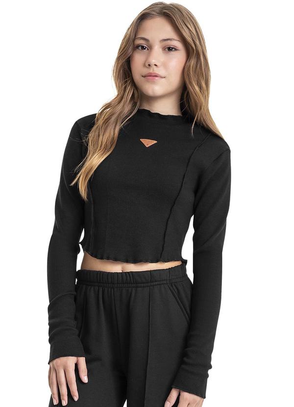 Vista 2 Blusa Básica em Ribaninha Juvenil Preto Gloss Gloss