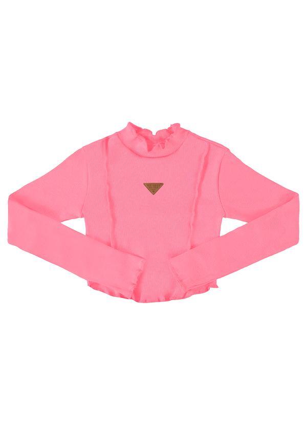 Vista 2 Blusa Básica em Ribaninha Juvenil Rosa Gloss Gloss