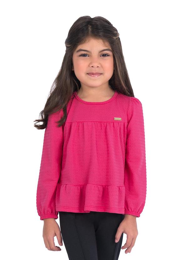 Blusa Bata Infantil Manga Longa Rosa