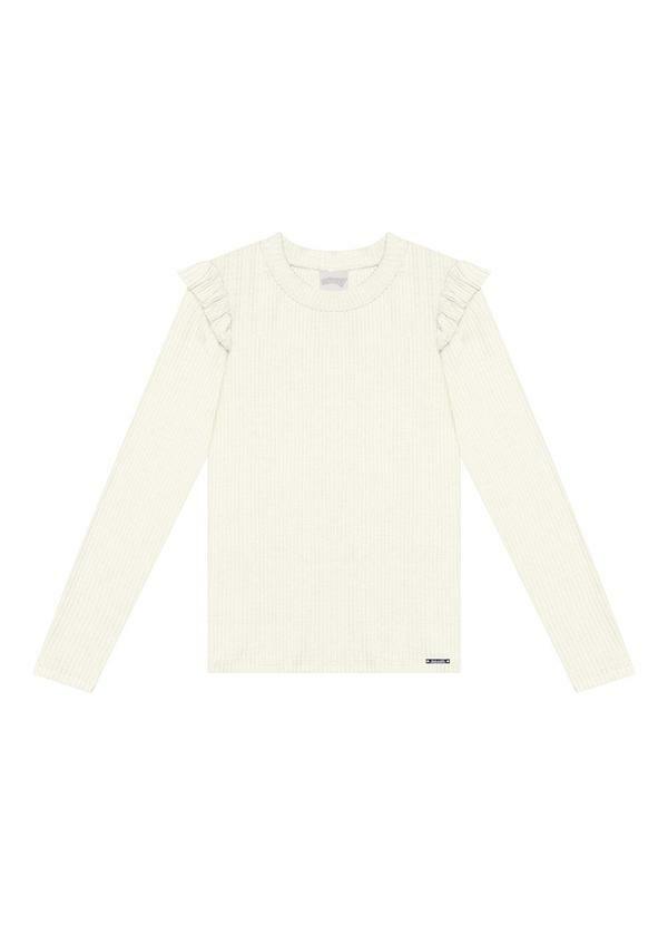 Vista 2 Blusa Canelada com Babados Off White Alakazoo Alakazoo