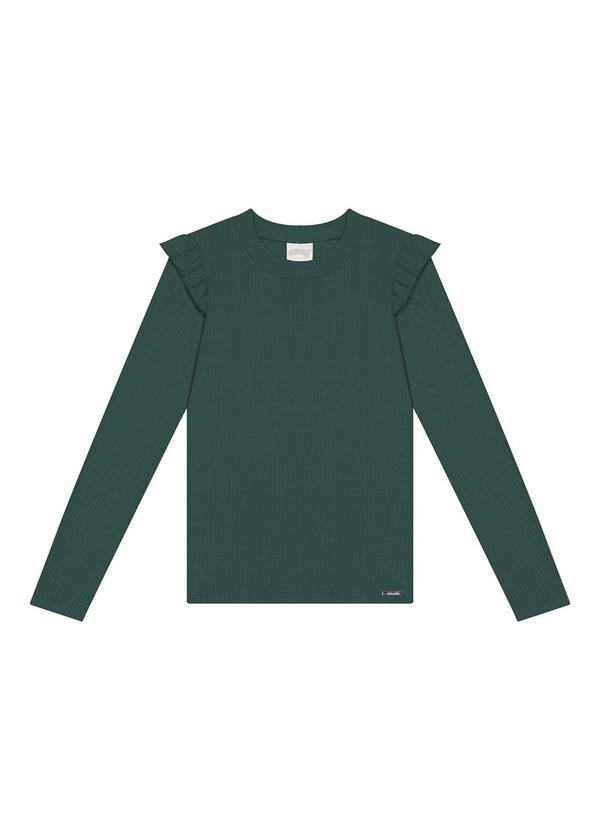 Vista 2 Blusa Canelada com Babados Verde Alakazoo Alakazoo