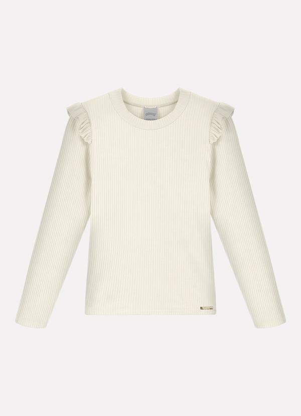 Blusa Canelada de Mangas Longas Menina Branco