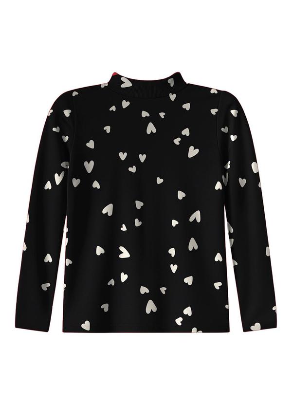 Blusa Corações em Ribana Preto