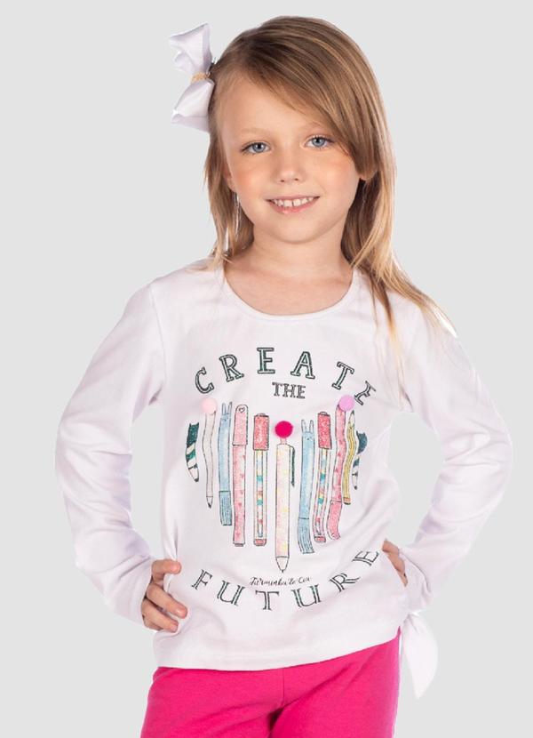 Vista 2 Blusa Cotton com Estampa de Canetas Branco Turminha Turminha