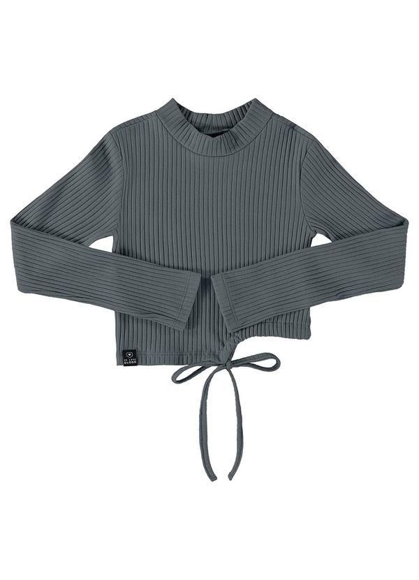 Vista 2 Blusa Cropped Básica Juvenil Cinza Gloss Gloss