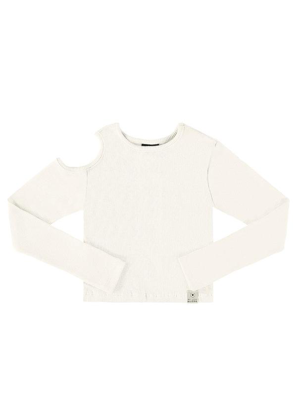 Vista 2 Blusa Cropped Básica Juvenil Off White Gloss Gloss