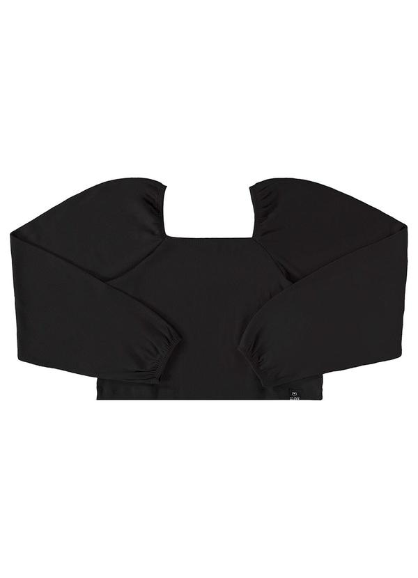 Vista 2 Blusa Cropped Básica Juvenil Preto Gloss Gloss