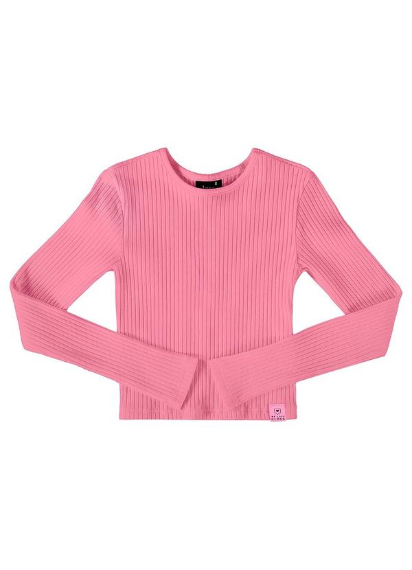 Vista 2 Blusa Cropped Básica Juvenil Rosa Gloss Gloss