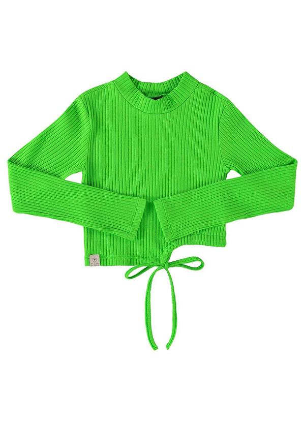 Vista 2 Blusa Cropped Básica Juvenil Verde Gloss Gloss
