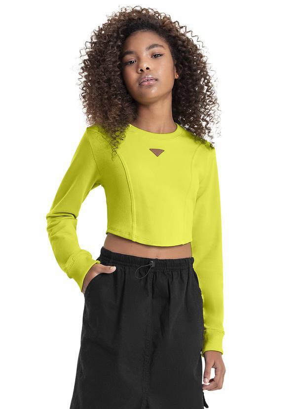 Vista 2 Blusa Cropped em Molecotton Juvenil Verde Gloss Gloss