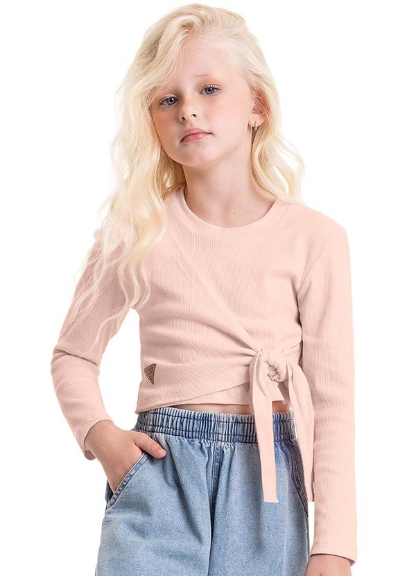Vista 2 Blusa Cropped em Ribana Juvenil Rosa Gloss Gloss