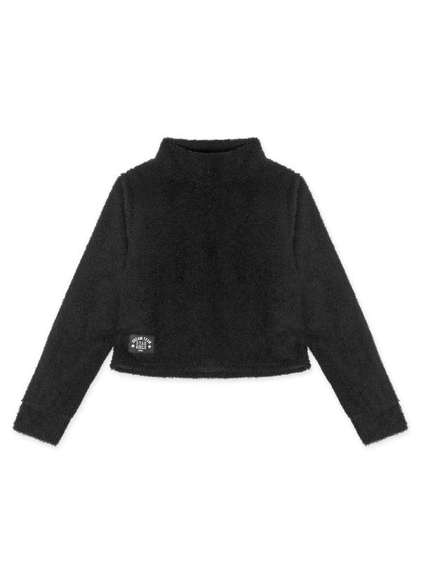 Vista 2 Blusa Cropped Manga Longa Infantil Preto Marisol Marisol