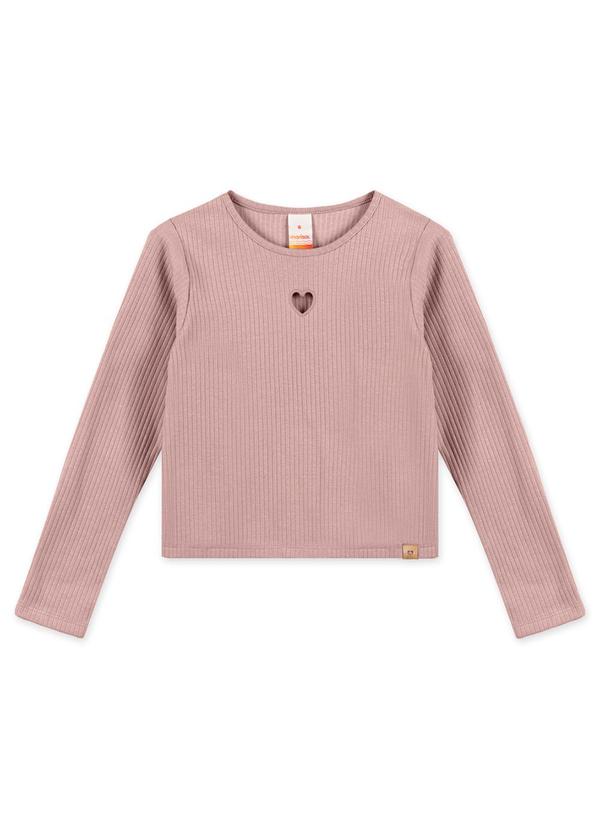 Blusa Cropped Manga Longa Infantil Rosa