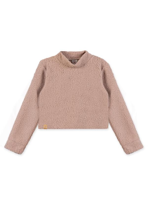 Vista 2 Blusa Cropped Manga Longa Infantil Rosa Marisol Marisol