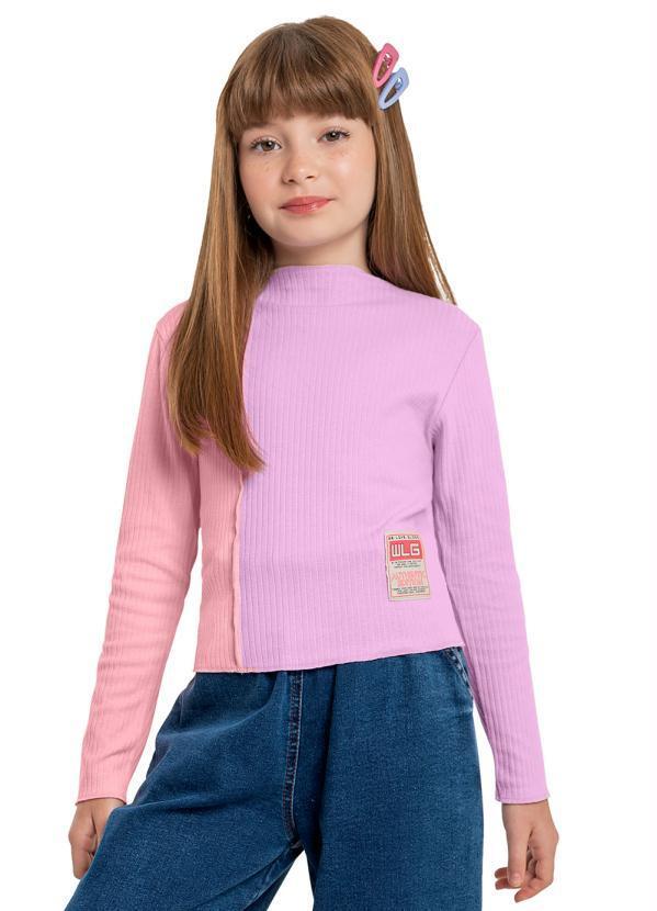Vista 2 Blusa Cropped Menina Juvenil Roxo Gloss Gloss