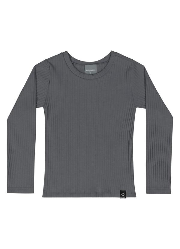 Vista 2 Blusa de Manga Longa Infantil Menina Cinza Quimby Quimby
